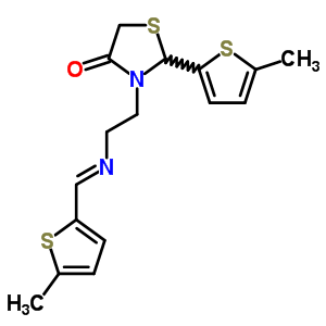 157248-05-0  2-(5-methylthiophen-2-yl)-3-(2-{[(1E)-(5-methylthiophen-2-yl)methylidene]amino}ethyl)-1,3-thiazolidin-4-one