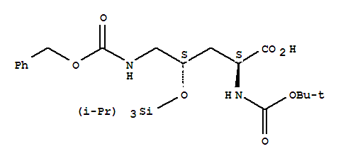 850996-85-9  L-Ornithine,N2-[(1,1-dimethylethoxy)carbonyl]-N5-[(phenylmethoxy)carbonyl]-4-[[tris(1-methylethyl)silyl]oxy]-,(4S)- (9CI)