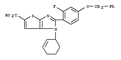 852898-37-4  1H-Thieno[2,3-d]imidazole-5-carboxylicacid, 1-(2-cyclohexen-1-yl)-2-[2-fluoro-4-(phenylmethoxy)phenyl]-