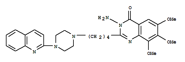 864386-11-8  4(3H)-Quinazolinone,3-amino-6,7,8-trimethoxy-2-[4-[4-(2-quinolinyl)-1-piperazinyl]butyl]-