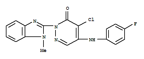 879575-13-0  3(2H)-Pyridazinone,4-chloro-5-[(4-fluorophenyl)amino]-2-(1-methyl-1H-benzimidazol-2-yl)-
