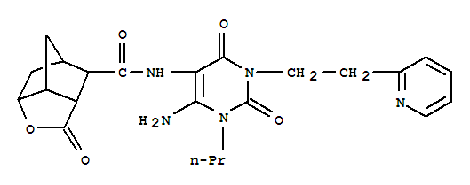 892124-60-6  3,5-Methano-2H-cyclopenta[b]furan-7-carboxamide,N-[6-amino-1,2,3,4-tetrahydro-2,4-dioxo-1-propyl-3-[2-(2-pyridinyl)ethyl]-5-pyrimidinyl]hexahydro-2-oxo-