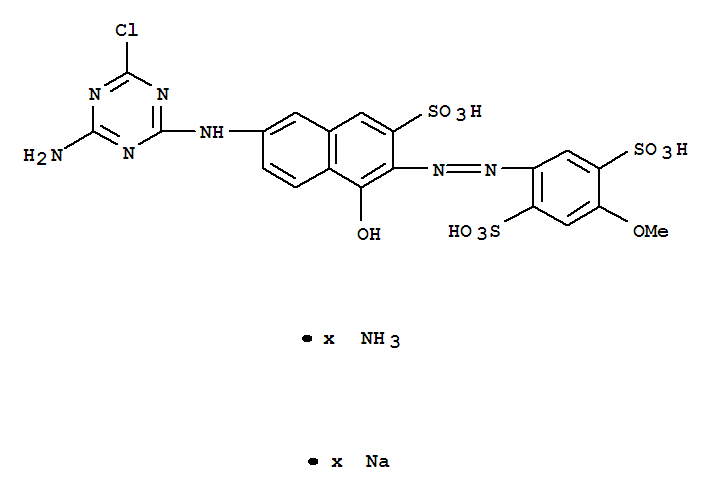 83400-03-7  1,4-Benzenedisulfonicacid,2-[2-[6-[(4-amino-6-chloro-1,3,5-triazin-2-yl)amino]-1-hydroxy-3-sulfo-2-naphthalenyl]diazenyl]-5-methoxy-,ammonium sodium salt (1:?:?)