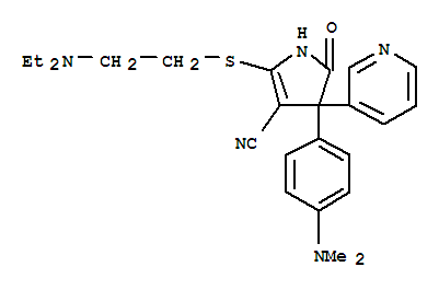 88709-63-1  1H-Pyrrole-3-carbonitrile,2-[[2-(diethylamino)ethyl]thio]-4-[4-(dimethylamino)phenyl]-4,5-dihydro-5-oxo-4-(3-pyridinyl)-