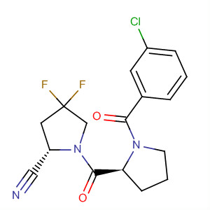 928358-44-5  2-Pyrrolidinecarbonitrile,1-[[(2S)-1-(3-chlorobenzoyl)-2-pyrrolidinyl]carbonyl]-4,4-difluoro-, (2S)-