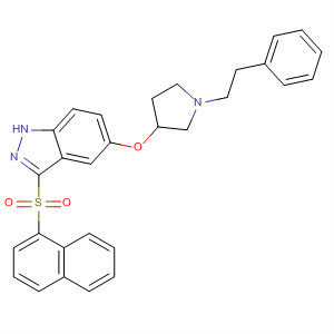 928782-06-3  1H-Indazole,3-(1-naphthalenylsulfonyl)-5-[[1-(2-phenylethyl)-3-pyrrolidinyl]oxy]-