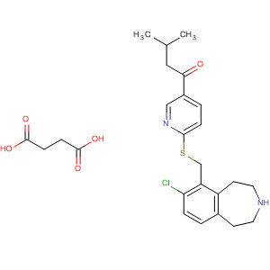 928792-62-5  Butanedioic acid, compd. with1-[6-[[(7-chloro-2,3,4,5-tetrahydro-1H-3-benzazepin-6-yl)methyl]thio]-3-pyridinyl]-3-methyl-1-butanone (1:1)