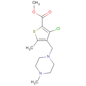 929021-33-0  2-Thiophenecarboxylic acid,3-chloro-5-methyl-4-[(4-methyl-1-piperazinyl)methyl]-, methyl ester