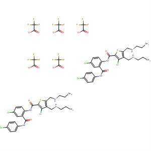 929021-40-9  2-Thiophenecarboxamide,3-chloro-N-[4-chloro-2-[[(4-chlorophenyl)amino]carbonyl]phenyl]-4,5-bis[(propylamino)methyl]-, 2,2,2-trifluoroacetate (2:5)
