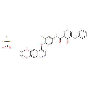 929252-89-1  3-Pyridinecarboxamide,N-[4-[(6,7-dimethoxy-4-quinolinyl)oxy]-3-fluorophenyl]-1,4-dihydro-4-oxo-5-(phenylmethyl)-, 2,2,2-trifluoroacetate (1:1)
