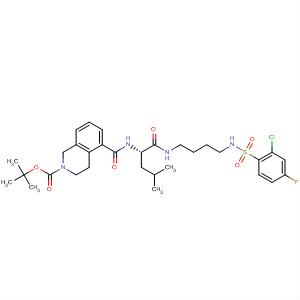 929278-93-3  2(1H)-Isoquinolinecarboxylic acid,5-[[[(1S)-1-[[[4-[[(2-chloro-4-fluorophenyl)sulfonyl]amino]butyl]amino]carbonyl]-3-methylbutyl]amino]carbonyl]-3,4-dihydro-, 1,1-dimethylethyl ester