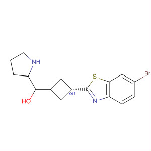 929608-50-4  2-Pyrrolidinemethanol,1-[trans-3-(6-bromo-2-benzothiazolyl)cyclobutyl]-, (2S)-