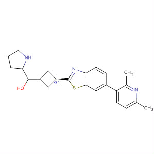 929608-51-5  2-Pyrrolidinemethanol,1-[trans-3-[6-(2,6-dimethyl-3-pyridinyl)-2-benzothiazolyl]cyclobutyl]-,(2S)-