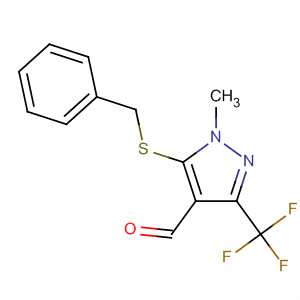929634-62-8  1H-Pyrazole-4-carboxaldehyde,1-methyl-5-[(phenylmethyl)thio]-3-(trifluoromethyl)-