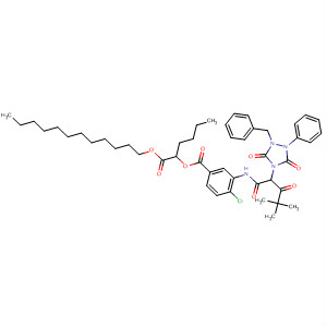 96514-07-7  Benzoic acid,4-chloro-3-[[2-[3,5-dioxo-1-phenyl-2-(phenylmethyl)-1,2,4-triazolidin-4-yl]-4,4-dimethyl-1,3-dioxopentyl]amino]-, 1-[(dodecyloxy)carbonyl]pentylester