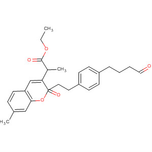 920525-89-9  2H-1-Benzopyran-3-propanoic acid,7-methyl-2-oxo-a-[2-[4-(4-oxobutyl)phenyl]ethyl]-, ethyl ester