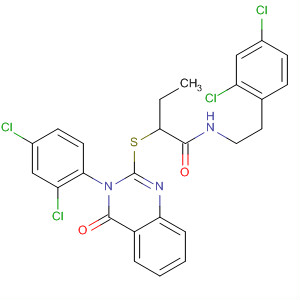 920529-39-1  Butanamide,2-[[3-(2,4-dichlorophenyl)-3,4-dihydro-4-oxo-2-quinazolinyl]thio]-N-[2-(2,4-dichlorophenyl)ethyl]-