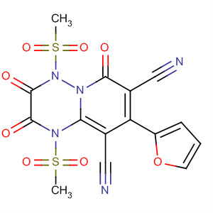 920531-07-3  2H-Pyrido[1,2-b][1,2,4]triazine-7,9-dicarbonitrile,8-(2-furanyl)-1,3,4,6-tetrahydro-1,4-bis(methylsulfonyl)-2,3,6-trioxo-