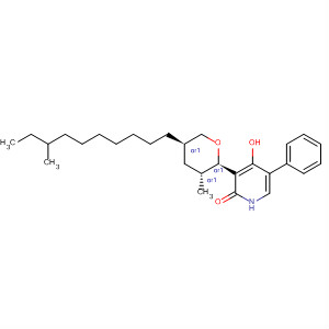 920744-28-1  2(1H)-Pyridinone,4-hydroxy-5-phenyl-3-[(2R,3R,5R)-tetrahydro-3-methyl-5-(8-methyldecyl)-2H-pyran-2-yl]-, rel-