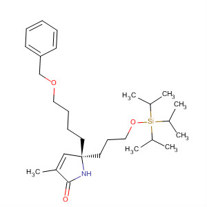920749-93-5  2H-Pyrrol-2-one,1,5-dihydro-3-methyl-5-[4-(phenylmethoxy)butyl]-5-[3-[[tris(1-methylethyl)silyl]oxy]propyl]-, (5S)-