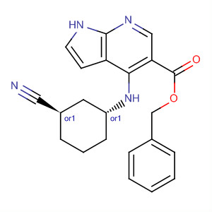 920965-97-5  1H-Pyrrolo[2,3-b]pyridine-5-carboxylic acid,4-[[(1R,3R)-3-cyanocyclohexyl]amino]-, phenylmethyl ester, rel-