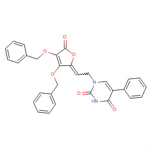 922704-63-0  2,4(1H,3H)-Pyrimidinedione,1-[2-[5-oxo-3,4-bis(phenylmethoxy)-2(5H)-furanylidene]ethyl]-5-phenyl-