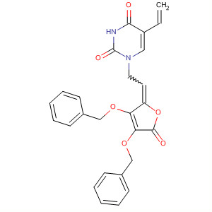 922704-66-3  2,4(1H,3H)-Pyrimidinedione,5-ethenyl-1-[2-[5-oxo-3,4-bis(phenylmethoxy)-2(5H)-furanylidene]ethyl]-