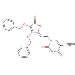 922704-68-5  2,4(1H,3H)-Pyrimidinedione,5-ethynyl-1-[2-[5-oxo-3,4-bis(phenylmethoxy)-2(5H)-furanylidene]ethyl]-