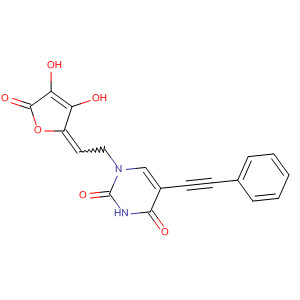 922704-89-0  2,4(1H,3H)-Pyrimidinedione,1-[2-(3,4-dihydroxy-5-oxo-2(5H)-furanylidene)ethyl]-5-(2-phenylethynyl)-