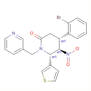 923002-75-9  2-Piperidinone,4-(2-bromophenyl)-5-nitro-1-(3-pyridinylmethyl)-6-(3-thienyl)-,(4R,5R,6S)-rel-