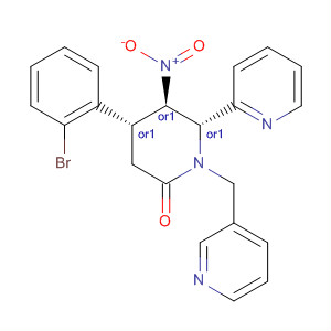 923002-76-0  2-Piperidinone,4-(2-bromophenyl)-5-nitro-6-(2-pyridinyl)-1-(3-pyridinylmethyl)-,(4R,5R,6R)-rel-