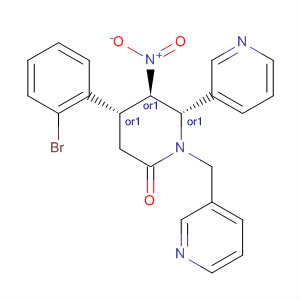 923002-77-1  2-Piperidinone,4-(2-bromophenyl)-5-nitro-6-(3-pyridinyl)-1-(3-pyridinylmethyl)-,(4R,5R,6S)-rel-