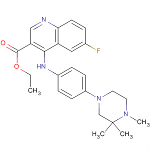 923585-84-6  3-Quinolinecarboxylic acid,6-fluoro-4-[[4-(3,3,4-trimethyl-1-piperazinyl)phenyl]amino]-, ethyl ester
