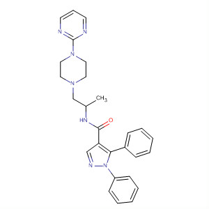 924644-80-4  1H-Pyrazole-4-carboxamide,N-[1-methyl-2-[4-(2-pyrimidinyl)-1-piperazinyl]ethyl]-1,5-diphenyl-