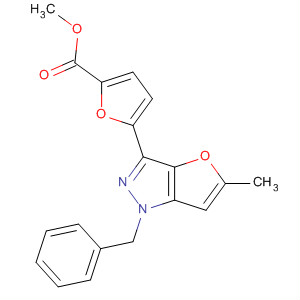 924657-77-2  2-Furancarboxylic acid,5-[5-methyl-1-(phenylmethyl)-1H-furo[3,2-c]pyrazol-3-yl]-, methyl ester