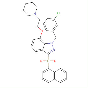 925447-64-9  1H-Indazole,1-[(3-chlorophenyl)methyl]-3-(1-naphthalenylsulfonyl)-7-[2-(1-piperidinyl)ethoxy]-