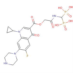 925684-15-7  3-Quinolinecarboxylic acid,1-cyclopropyl-6-fluoro-1,4-dihydro-4-oxo-7-(1-piperazinyl)-,2-[(diphosphonomethyl)amino]-2-oxoethyl ester