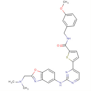 925919-04-6  2-Thiophenecarboxamide,5-[2-[[2-[(dimethylamino)methyl]-5-benzoxazolyl]amino]-4-pyrimidinyl]-N-[(3-methoxyphenyl)methyl]-