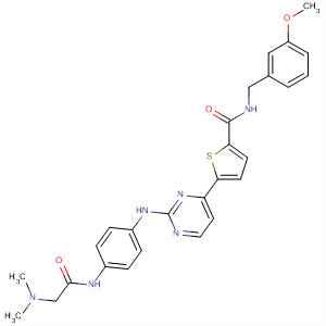 925919-08-0  2-Thiophenecarboxamide,5-[2-[[4-[[2-(dimethylamino)acetyl]amino]phenyl]amino]-4-pyrimidinyl]-N-[(3-methoxyphenyl)methyl]-
