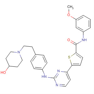 925919-39-7  2-Thiophenecarboxamide,5-[2-[[4-[2-(4-hydroxy-1-piperidinyl)ethyl]phenyl]amino]-4-pyrimidinyl]-N-(3-methoxyphenyl)-