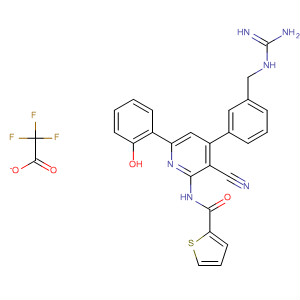 925924-77-2  2-Thiophenecarboxamide,N-[4-[3-[[(aminoiminomethyl)amino]methyl]phenyl]-3-cyano-6-(2-hydroxyphenyl)-2-pyridinyl]-, 2,2,2-trifluoroacetate (1:1)