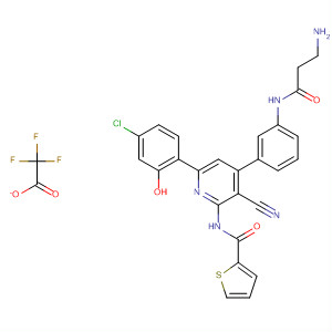 925924-95-4  2-Thiophenecarboxamide,N-[4-[3-[(3-amino-1-oxopropyl)amino]phenyl]-6-(4-chloro-2-hydroxyphenyl)-3-cyano-2-pyridinyl]-, 2,2,2-trifluoroacetate (1:1)