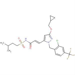 926298-94-4  2-Propenamide,3-[1-[[2-chloro-4-(trifluoromethyl)phenyl]methyl]-3-(cyclopropylmethoxy)-1H-pyrazol-5-yl]-N-[(3-methylbutyl)sulfonyl]-, (2E)-