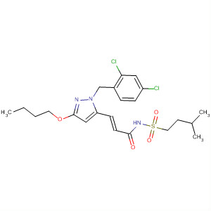 926299-76-5  2-Propenamide,3-[3-butoxy-1-[(2,4-dichlorophenyl)methyl]-1H-pyrazol-5-yl]-N-[(3-methylbutyl)sulfonyl]-, (2E)-
