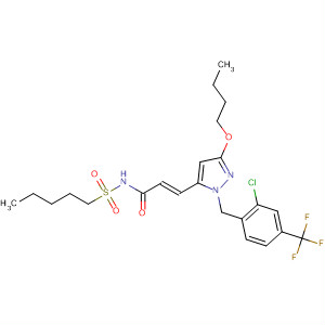 926299-83-4  2-Propenamide,3-[3-butoxy-1-[[2-chloro-4-(trifluoromethyl)phenyl]methyl]-1H-pyrazol-5-yl]-N-(pentylsulfonyl)-, (2E)-