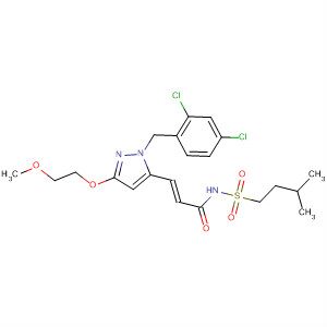 926299-87-8  2-Propenamide,3-[1-[(2,4-dichlorophenyl)methyl]-3-(2-methoxyethoxy)-1H-pyrazol-5-yl]-N-[(3-methylbutyl)sulfonyl]-, (2E)-