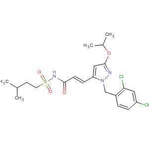 926299-91-4  2-Propenamide,3-[1-[(2,4-dichlorophenyl)methyl]-3-(1-methylethoxy)-1H-pyrazol-5-yl]-N-[(3-methylbutyl)sulfonyl]-, (2E)-