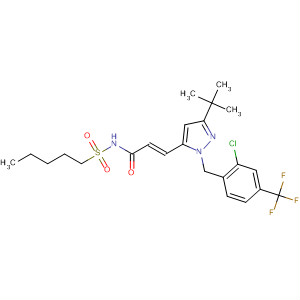 926299-98-1  2-Propenamide,3-[1-[[2-chloro-4-(trifluoromethyl)phenyl]methyl]-3-(1,1-dimethylethyl)-1H-pyrazol-5-yl]-N-(pentylsulfonyl)-, (2E)-