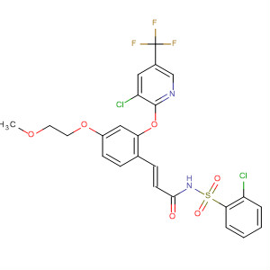 926301-13-5  2-Propenamide,N-[(2-chlorophenyl)sulfonyl]-3-[2-[[3-chloro-5-(trifluoromethyl)-2-pyridinyl]oxy]-4-(2-methoxyethoxy)phenyl]-, (2E)-