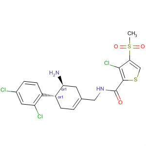 927205-71-8  2-Thiophenecarboxamide,N-[[(4R,5S)-5-amino-4-(2,4-dichlorophenyl)-1-cyclohexen-1-yl]methyl]-3-chloro-4-(methylsulfonyl)-, rel-